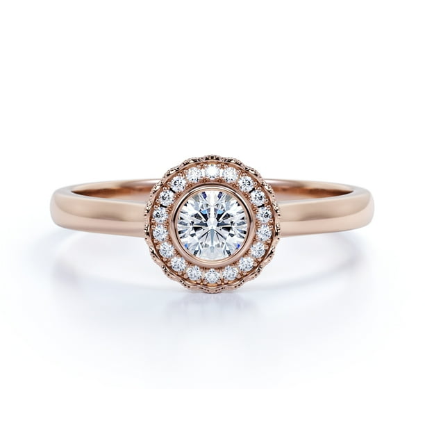 10K Rose Gold Engagement Semi Mount Round Real Diamonds Party Wedding Fine Ring 10K Rose Gold Engagement Semi Mount Round Real Diamonds Party Wedding Fine Ring